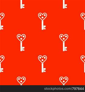 Love key pattern repeat seamless in orange color for any design. Vector geometric illustration. Love key pattern seamless