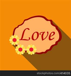 Love label icon. Flat illustration of love label vector icon for web design. Love label icon, flat style