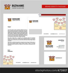 Love letter Business Letterhead, Envelope and visiting Card Design vector template