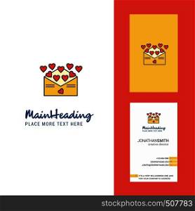 Love letter Creative Logo and business card. vertical Design Vector