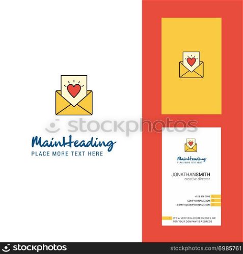 Love letter Creative Logo and business card. vertical Design Vector