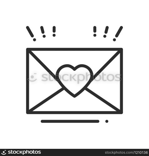 Love letter envelope line icon. Happy Valentine day sign and symbol. Heart shape. Love, couple, relationship, dating, wedding, holiday, romantic amour declaration congratulation theme.