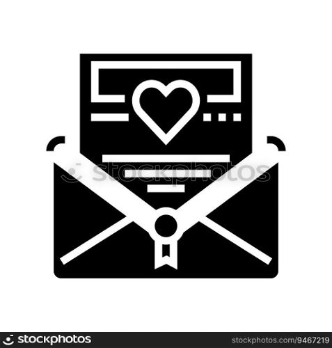 love letter glyph icon vector. love letter sign. isolated symbol illustration. love letter glyph icon vector illustration