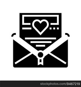 love letter glyph icon vector. love letter sign. isolated symbol illustration. love letter glyph icon vector illustration