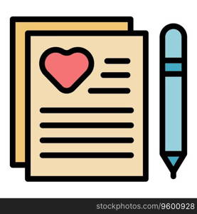 Love letter icon outline vector. Volunteer person. Social team color flat. Love letter icon vector flat