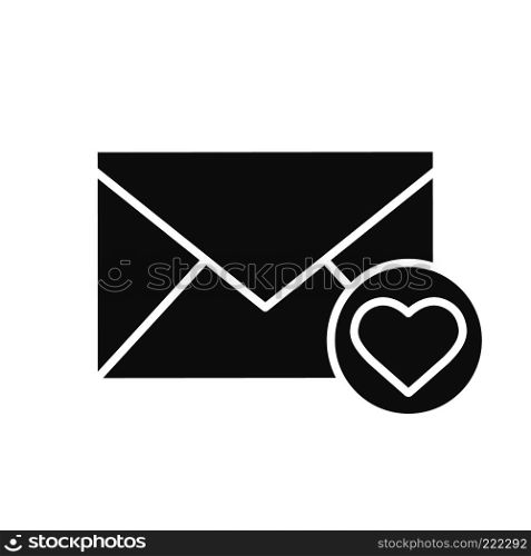 Love letter icon. Silhouette symbol. Valentines Day correspondence. Negative space. Vector isolated illustration. Love letter icon