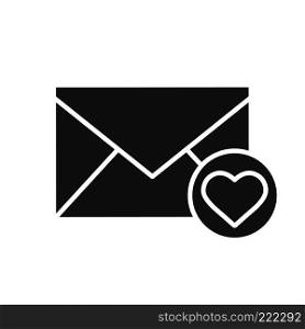 Love letter icon. Silhouette symbol. Valentines Day correspondence. Negative space. Vector isolated illustration. Love letter icon