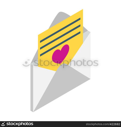Love letter isometric 3d icon. Single symbol on a white background. Love letter isometric 3d icon