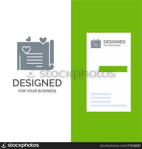 Love Letter, Wedding Card, Couple Proposal, Love Grey Logo Design and Business Card Template