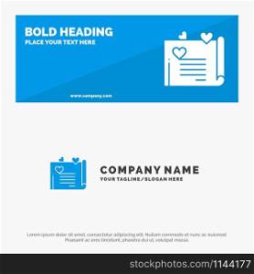 Love Letter, Wedding Card, Couple Proposal, Love SOlid Icon Website Banner and Business Logo Template