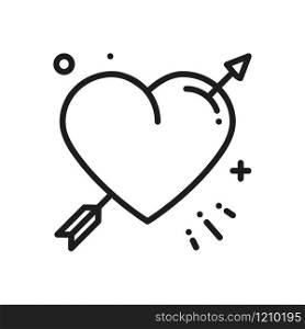 Love line arrow heart icon. Happy Valentine day sign and symbol. Love, couple, relationship, dating, wedding, holiday, romantic amour tattoo theme
