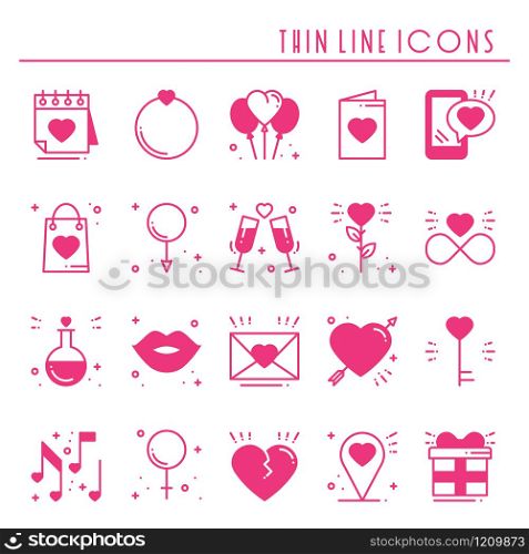 Love line icons set. Happy Valentine day pink silhouette signs and symbols. Love, couple, relationship, dating, wedding, holiday, romantic theme. Heart lips gift. Love line icons set. Happy Valentine day pink silhouette signs and symbols. Love, couple, relationship, dating, wedding, holiday, romantic theme. Heart, lips, gift.