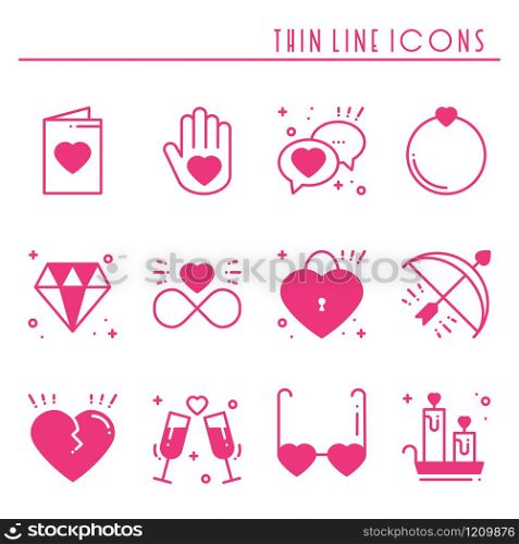 Love line icons set. Happy Valentine day pink silhouette signs and symbols. Love, couple, relationship, dating, wedding, holiday, romantic theme. Heart gift. Love line icons set. Happy Valentine day pink silhouette signs and symbols. Love, couple, relationship, dating, wedding, holiday, romantic theme. Heart, gift.
