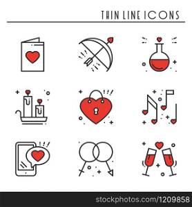 Love line icons set. Happy Valentine day signs and symbols. Love, couple, relationship, dating, wedding, holiday, romantic amour theme Heart gift. Love line icons set. Happy Valentine day signs and symbols. Love, couple, relationship, dating, wedding, holiday, romantic amour theme. Heart, gift.