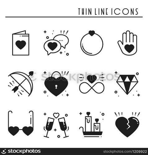 Love line icons set. Happy Valentine day silhouette signs and symbols. Love, couple, relationship, dating, wedding, holiday, romantic amour theme. Heart gift. Love line icons set. Happy Valentine day silhouette signs and symbols. Love, couple, relationship, dating, wedding, holiday, romantic amour theme. Heart, gift.