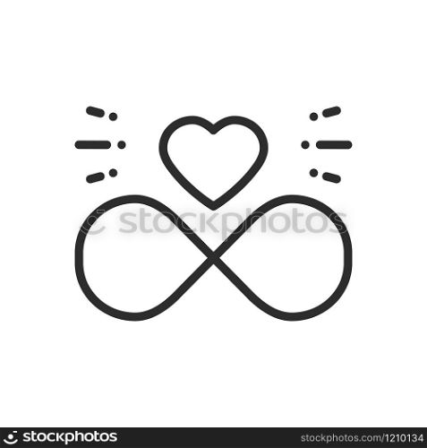 Love line infinite heart icon. Happy Valentine day sign and symbol. Love, couple, relationship, dating, wedding, holiday, romantic amour tattoo theme.