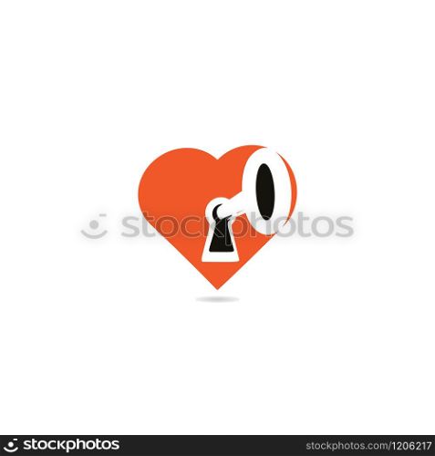 Love lock logo template. Love symbol and keyhole sign.