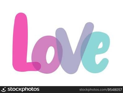 Love, Made with love labels, colorful, pink, purple, turquoise background, stickers set, transparent lettering