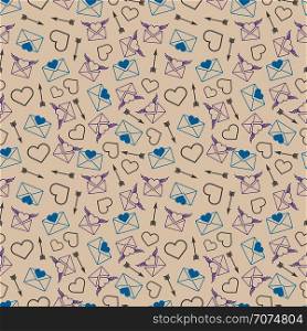 Love mail seamless pattern - envelopes and hearts seamless texture. Vector illustration. Love mail seamless pattern - envelopes and hearts seamless texture