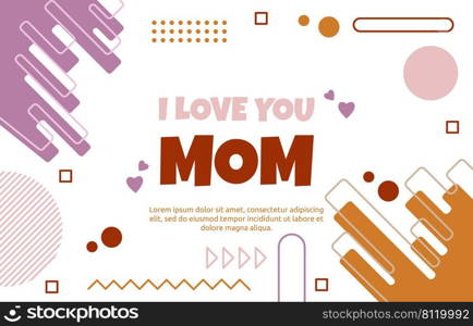 Love Mom Mother Day Gift Card Memphis Abstract Style