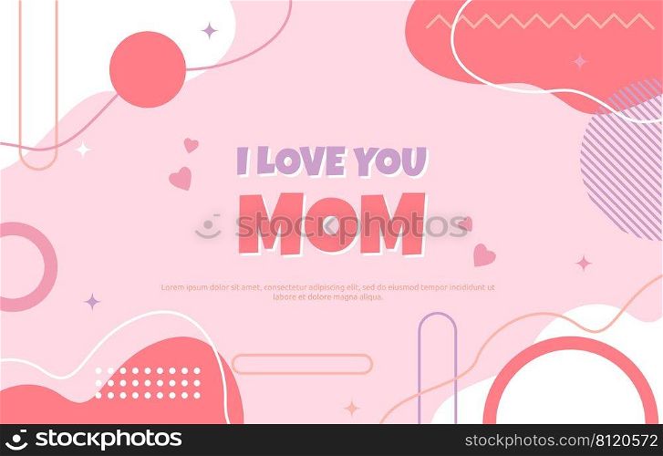 Love Mom Mother Day Gift Card Memphis Abstract Style