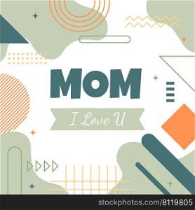 Love Mom Mother Day Square Gift Card Memphis Style