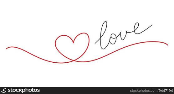 Love. Motivation hand drawn lettering. Handwriting. Valentines Day. Vector art