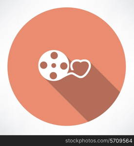 Love movie reel with hearts. Flat modern style vector illustration