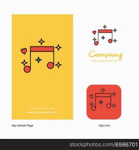 Love Music Company Logo App Icon and Splash Page Design. Creative Business App Design Elements
