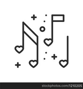 Love music heart notes line icon. Sign and symbol. Disco dance nightlife club party theme. Party basic element icon.