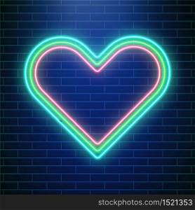 Love neon, valentines day heart. Concept of heart neon sign.. Love neon, valentines day heart. Concept of heart neon sign. Pop art love cover.