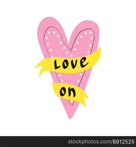 love on heart. Groovy funny hearts in modern illustration in doodle style. love on heart. Groovy funny hearts in modern doodle style