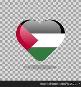 Love Palestine symbol. Heart flag icon. Vector illustration