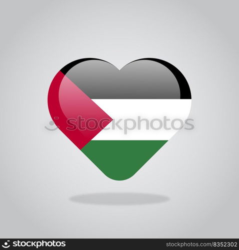 Love Palestine symbol. Heart flag icon. Vector illustration