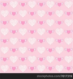 Love pattern with flying hearts, simple vector for your design. Love pattern with hearts