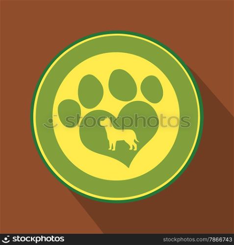 Love Paw Print Green Circle Icon.Modern Flat Design
