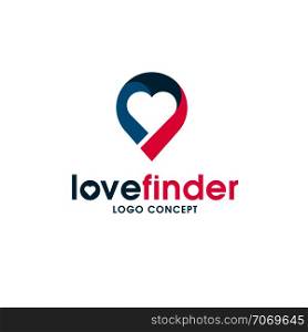 love pin logo, love finder logo, Love placeholder with heart icon vector,Romantic date location symbol, logo illustration.
