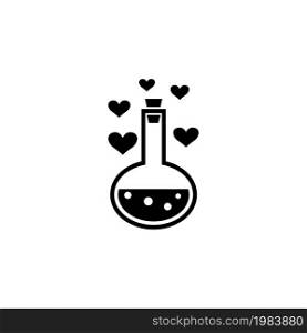 Love Potion Tube with Hearts Bubbles. Flat Vector Icon illustration. Simple black symbol on white background. Love Potion Tube with Hearts Bubbles sign design template for web and mobile UI element. Love Potion Tube with Hearts Bubbles Flat Vector Icon