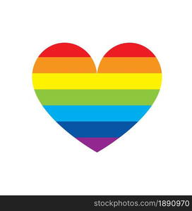 Love rainbow heart isolated icon. Homosexuality, equality, diversity, pride, freedom concept. LGBT vector illustration.