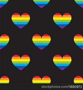 Love rainbow heart seamless pattern. Homosexuality, equality, diversity, pride, freedom concept. LGBT vector illustration.