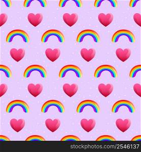 Love Rainbow Vector Seamless Pattern. Awesome for classic product design, fabric, backgrounds, invitations, packaging design projects. Surface pattern design.