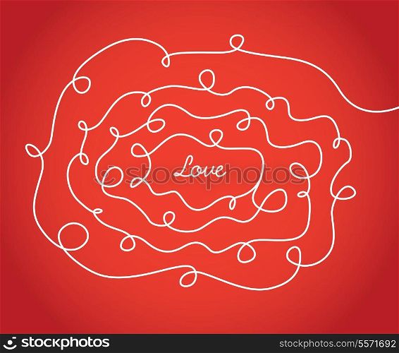 Love red sign with playful informal texture as background