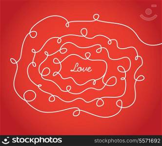 Love red sign with playful informal texture as background