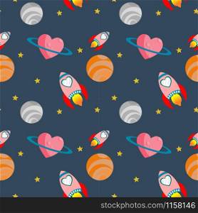 Love rocket seamless pattern.