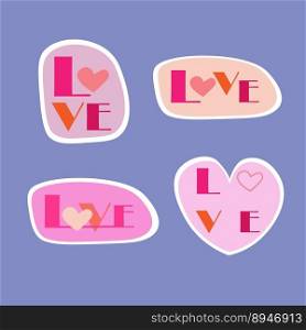 Love. Set of Valentine’s icon with hearts. Vector illustration.