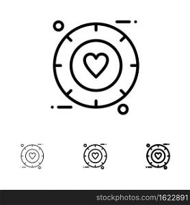 Love, Signal, Valentine, Wedding Bold and thin black line icon set