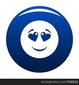 Love smile icon vector blue circle isolated on white background . Love smile icon blue vector