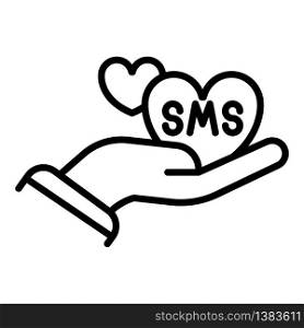 Love sms icon. Outline love sms vector icon for web design isolated on white background. Love sms icon, outline style