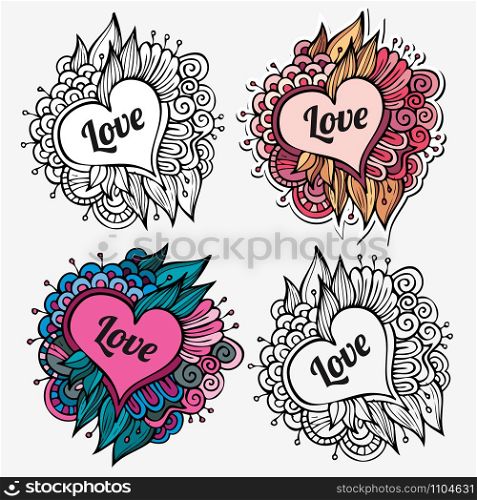 Love special vector nature hand drawn labels. Love special vector nature labels