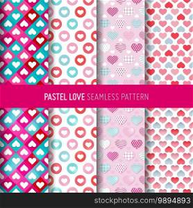 Love symbol seamless pattern. Valentine’s day gift wrap paper and  pastel background.